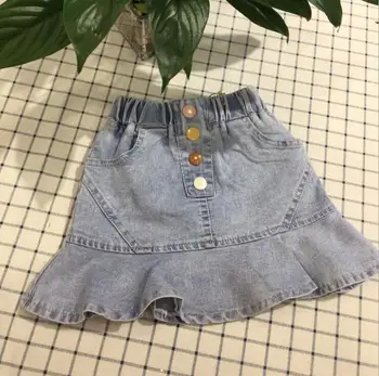 

2020 new wholesale girls denim skirt summer ruffles fashion girls skirt 3-8t F84