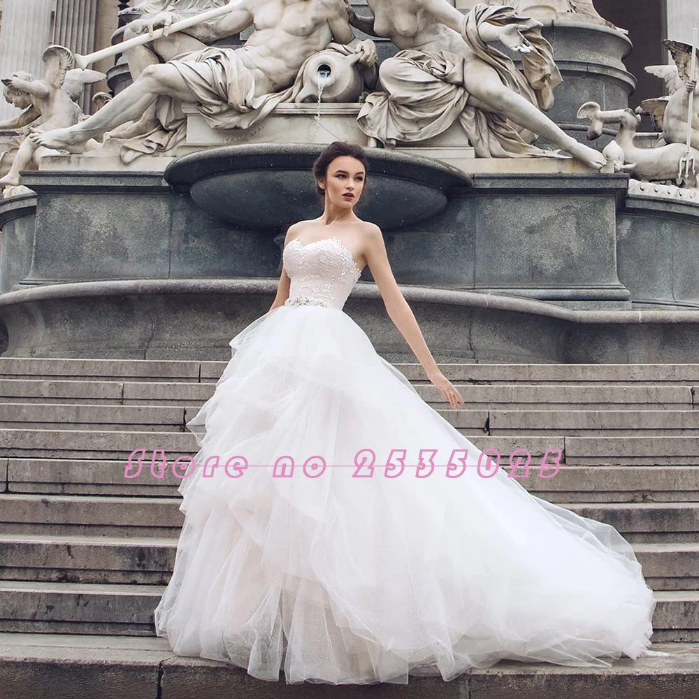 Robe De Mariage Кружевная аппликация украшенная бисером бальное платье принцессы Свадебные платья со съемным поясом Китай Vestido De Casamento