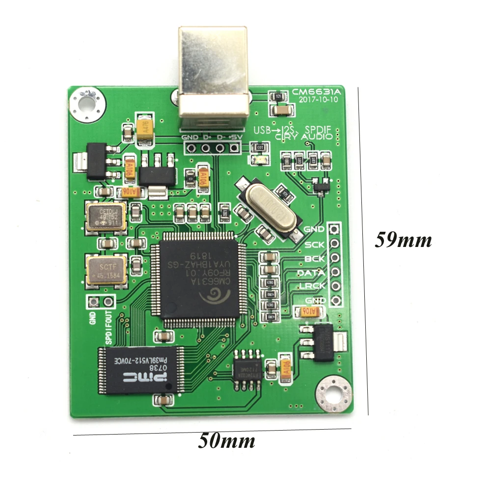 Модуль цифрового интерфейса Lusya CM6631A плата DAC USB к выходу IIS SPDIF 24 битная 192K F3