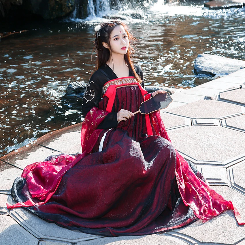 Сказочные женские костюмы Hanfu, китайское традиционное платье, одежда для фотосъемки, Весенний фестиваль, винтажный костюм для девочек, танцевальное платье