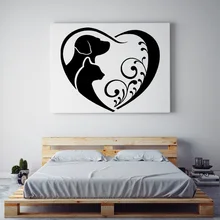 Gb243 мультфильм наклейка на стену клейкая бумага собаки и кошки сердце цветок лоза гостиная детская комната спальня украшения