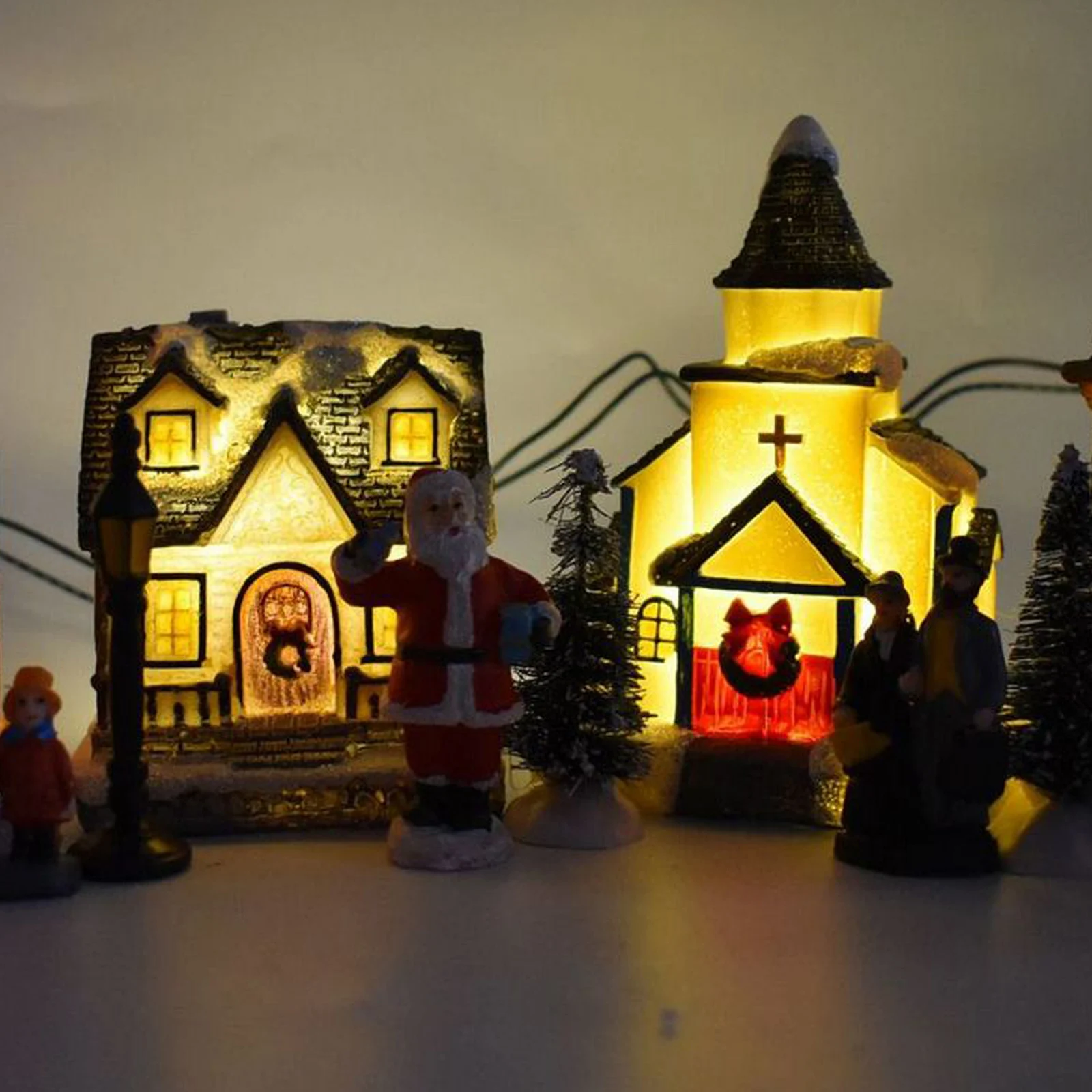 

Christmas Gift Decorations Luminous House Set Christmas DIY Ornaments Resin House Decorations New Year Gifts