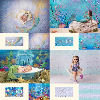 

Photography backdrop mermaid under the sea photo shoot birthday theme party background for photo summer beach sea kids portrait