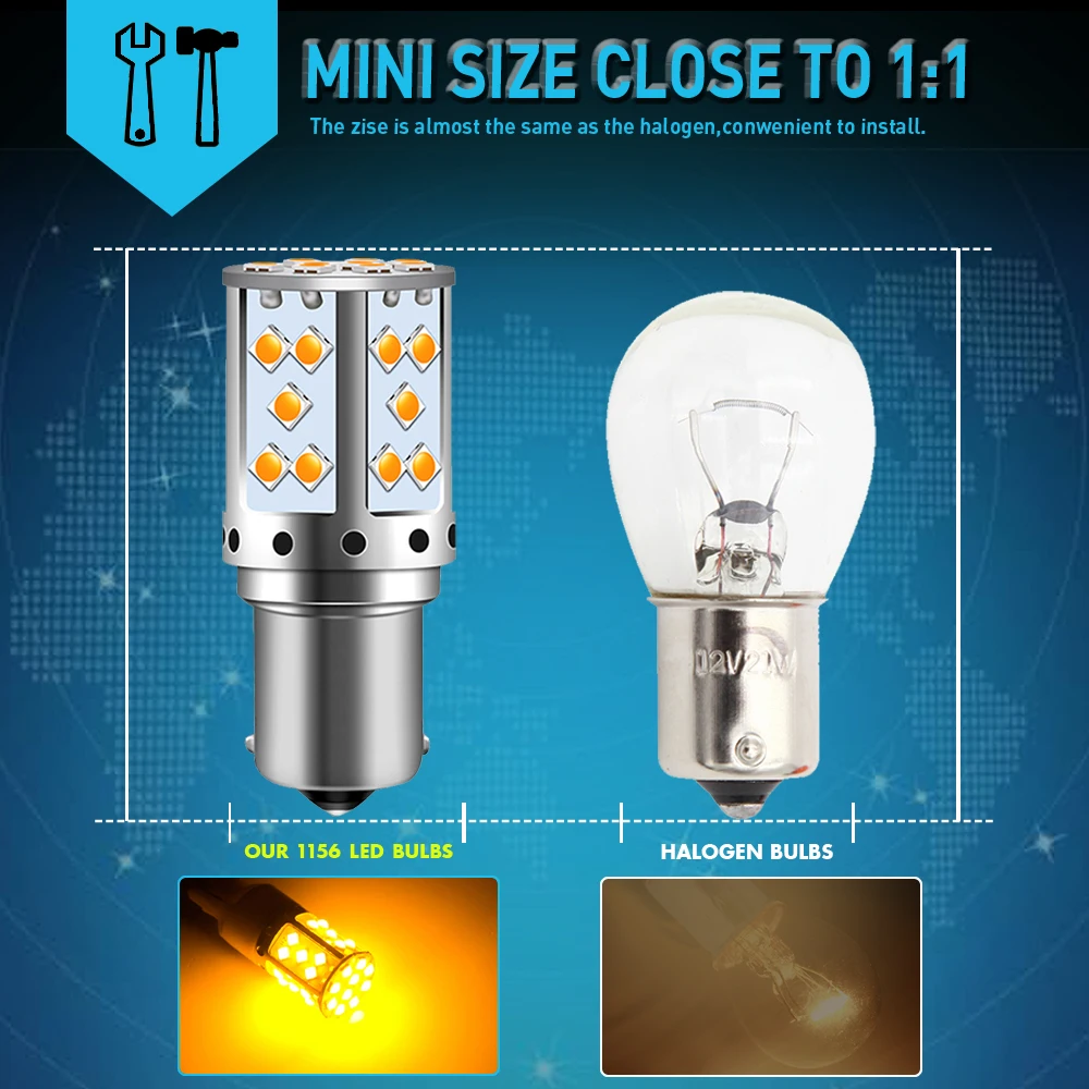2 шт. Автомобильные светодиодные лампы 35SMD 3030 T20 W21W 1156 BA15S 7440 BAU15S|Сигнальная лампа| |