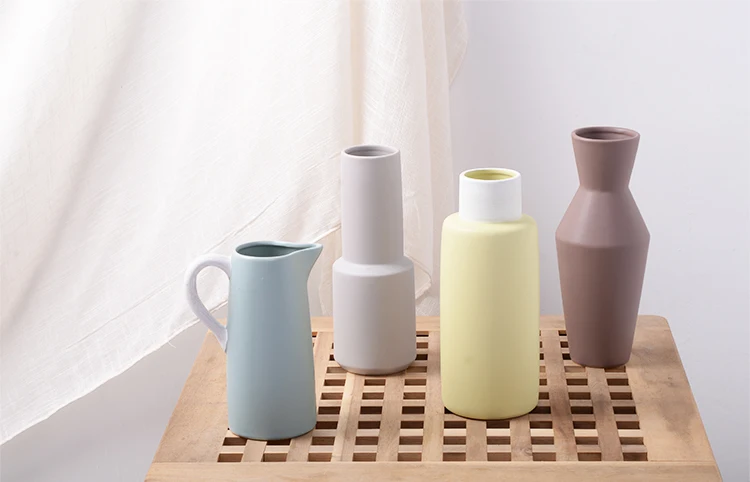 1 шт., ваза для цветов шоколадного цвета, матовая керамическая ваза, геометрический кувшин, контейнер для посадки воды, ваза для украшения дома
