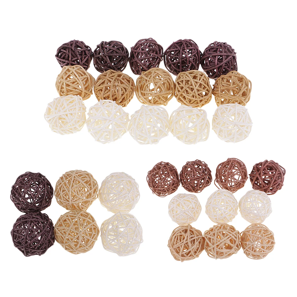 31 Pieces 3cm 5cm 7cm Wicker Rattan Balls Table Ornaments Decoration Crafts