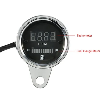 

DC 12V Motorcycle 2 in 1 Tachometer RPM Shift Meter Fuel Gauge Meter with Digital LED Indicator Motorbike Instrument