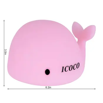 

ICOCO Soft Silicone Dolphin LED Baby Children Clap Night Light Changeable Colors USB Rechargeable Sensitive Tap Control lamp