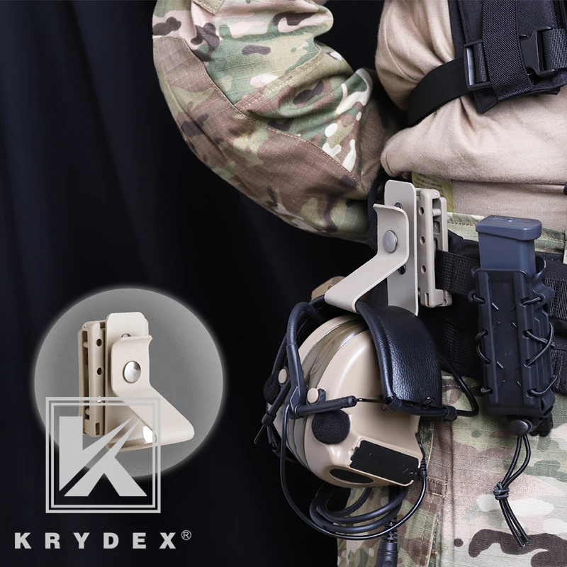 KRYDEX тактический MOLLE Подставка для наушников совместимый w/1," 1,75" " ремень для Peltor MSA ударный ходунки бритвы спортивная Гарнитура держатель