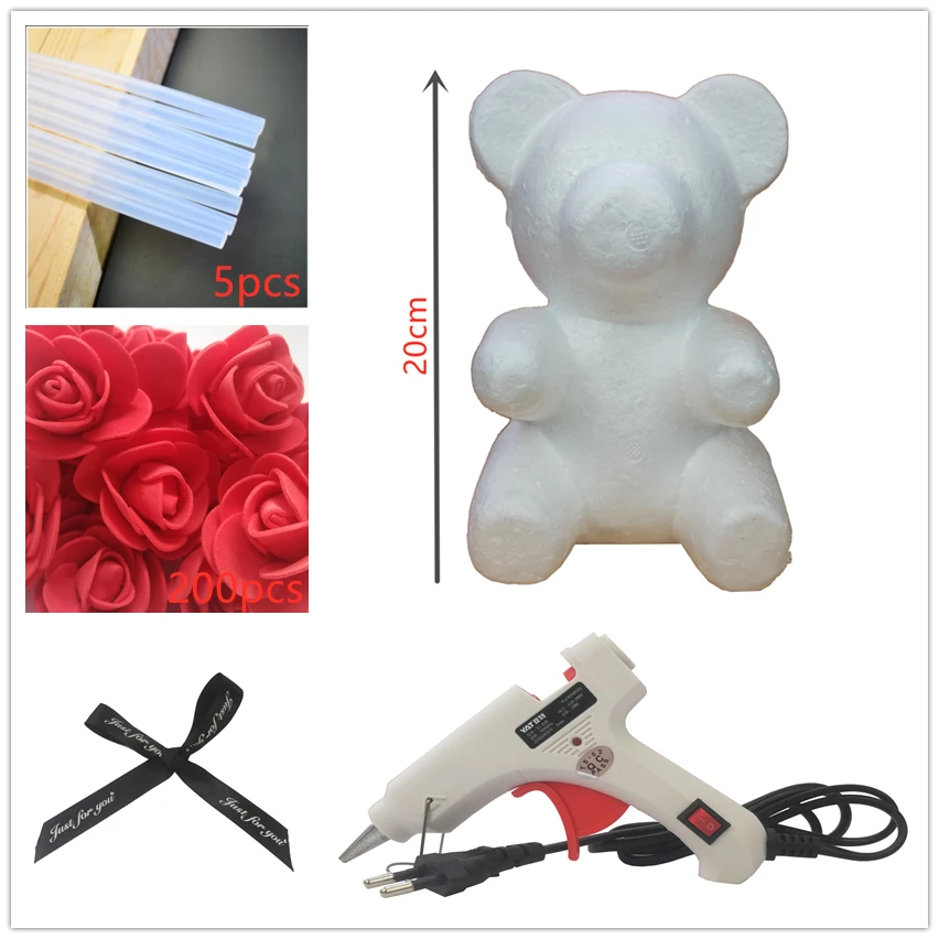20cm rose red Роза плюшевый медведь цветок подарок на день Святого Валентина праздник Высокое качество DIY подарки Рождественский подарок 20/32 см искусственные цветы - Цвет: 20cm rose red