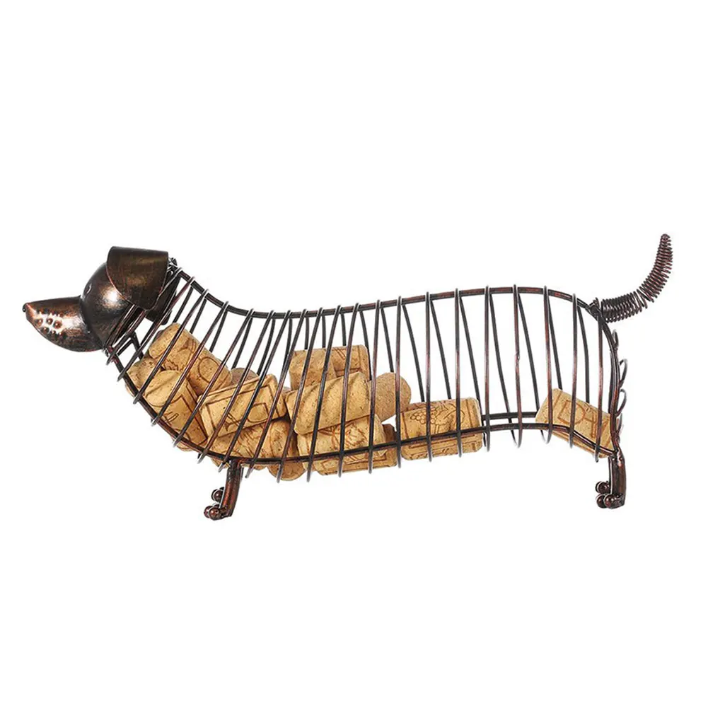 

Hallowed Out Iron Table Bottle Container Gift Delicate Practical Animal Ornament Home Craft Accessories Dachshund Cork Holder