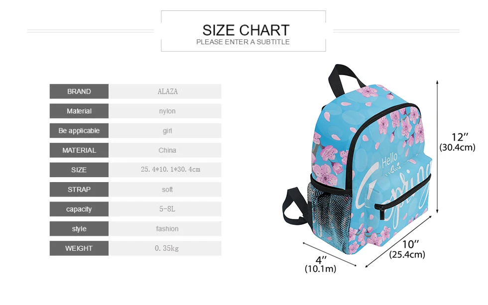 ALAZA Backpack schoolbag peach blossom Printing Women's Small for fashion Girls Ladie Mini Backpacks Cute Lightweight Bags