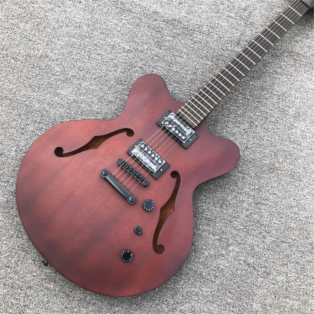 Электрическая гитара Hofner с полым корпусом матовый коричневый цвет двойные