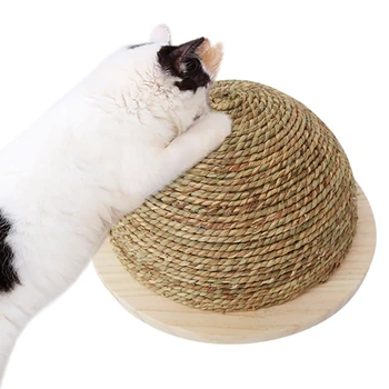 

Popular Cat Toy Wooden Bottom Plate Straw Semi-Circular Grinding Claw Ball Cat Toy Climbing Frame Cat Toy with Sisal Hanging Bal