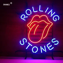 На заказ для Rolling Stones неоновый знак светильник Настоящее неоновое стекло трубка ручной работы пивной бар магазин Логотип Паб Магазин клуб ночной клуб