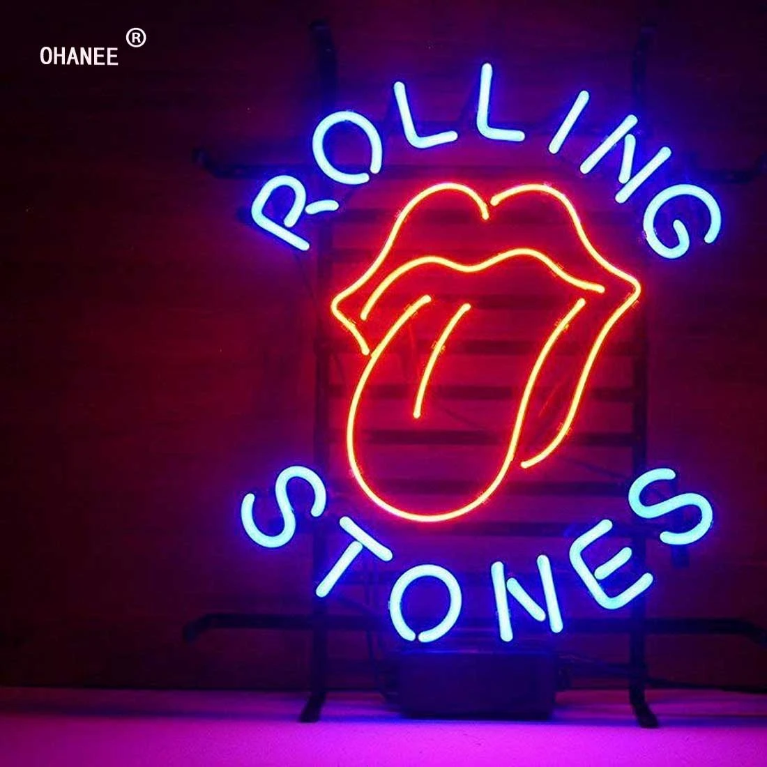 На заказ для Rolling Stones неоновый знак светильник Настоящее неоновое стекло трубка