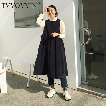 

Korea 2020 spring summer new streetwear sleeveless dresses Corduroy side bandage loose korean clothes tide all-match YJ122