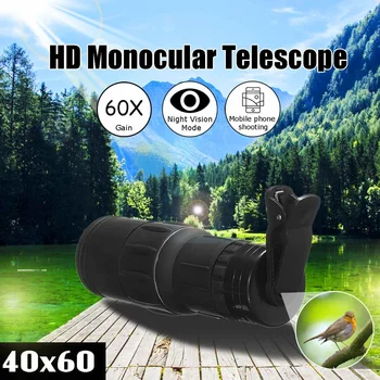 

hot selling HD 40x60 Monocular Telescope binoculars Zooming Focus Green Film Binoculo Optical Hunting High Quality Tourism Scope