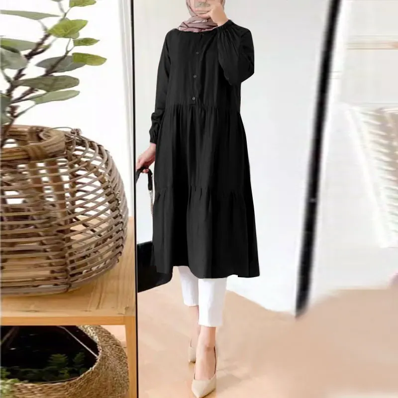 New Fashion Midi Shirt Top Dress - Image 2