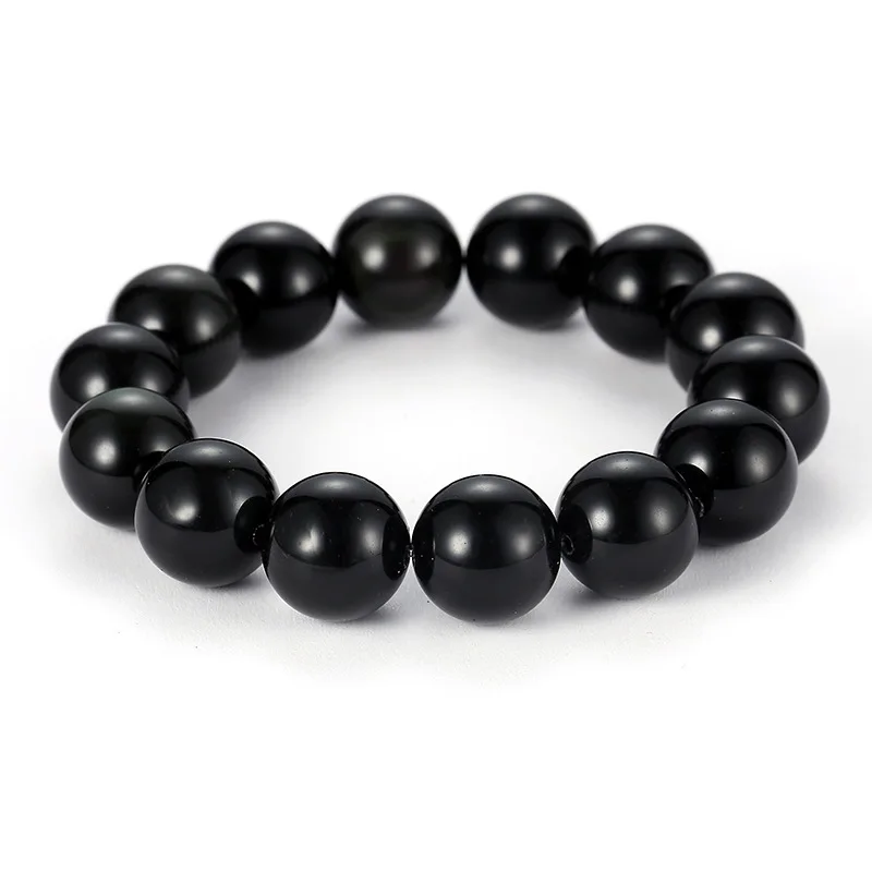 

Simple 6mm 8mm 10mm 12mm 14mm Black Obsidian Minium Blue Bead Bracelet Charm Natural Stone Handmade Casual Jewelry For Men