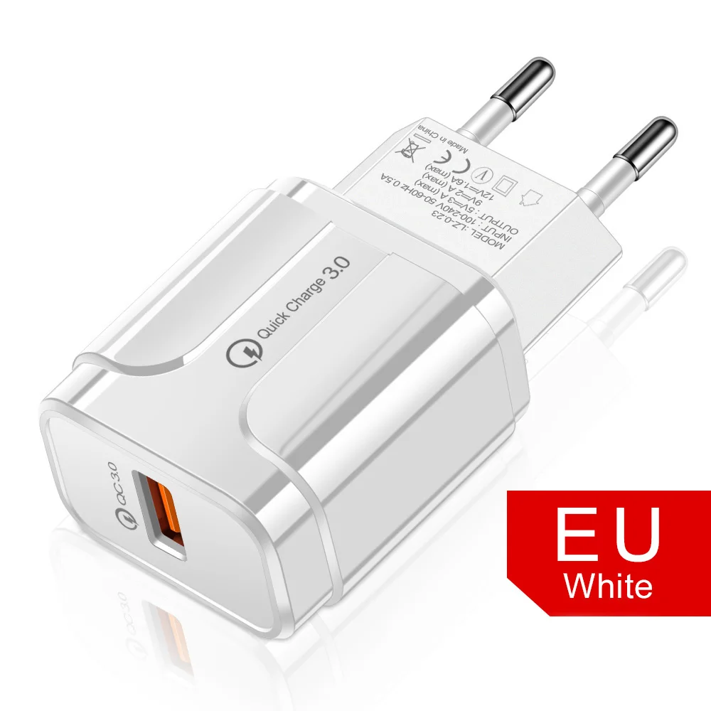 EU Plug Олаф, зарядное устройство для мобильного телефона, быстрая зарядка QC 3,0 4,0 18 Вт, быстрое зарядное устройство, штепсельная вилка европейского и американского стандарта, настенное USB зарядное устройство для iPhone, samsung, Xiaomi - Тип штекера: EU Plug