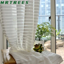 

MRTREES Striped Sheer Curtains For Living Room Home Decorations Modern Tulle Curtain for Bedroom Shower Window Drapes