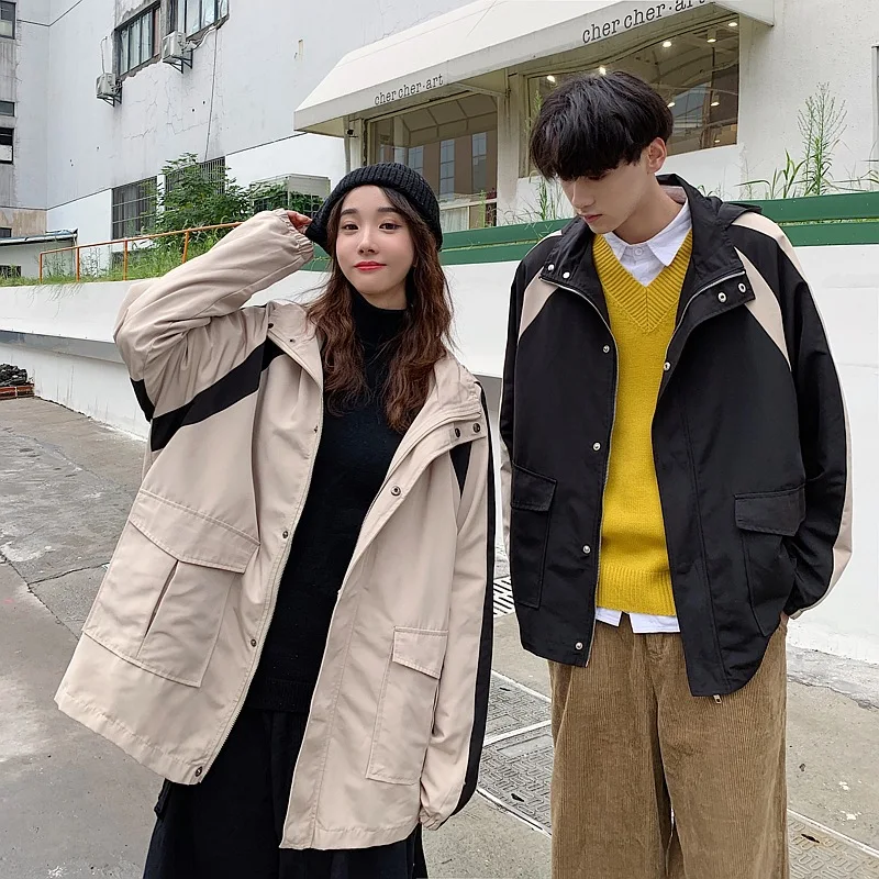 

Spring And Autumn Japanese-style Men Hooded Clothes Retro Korean-style INS Jacket Zipper Fly Online Celebrity Couple Clothes Loo