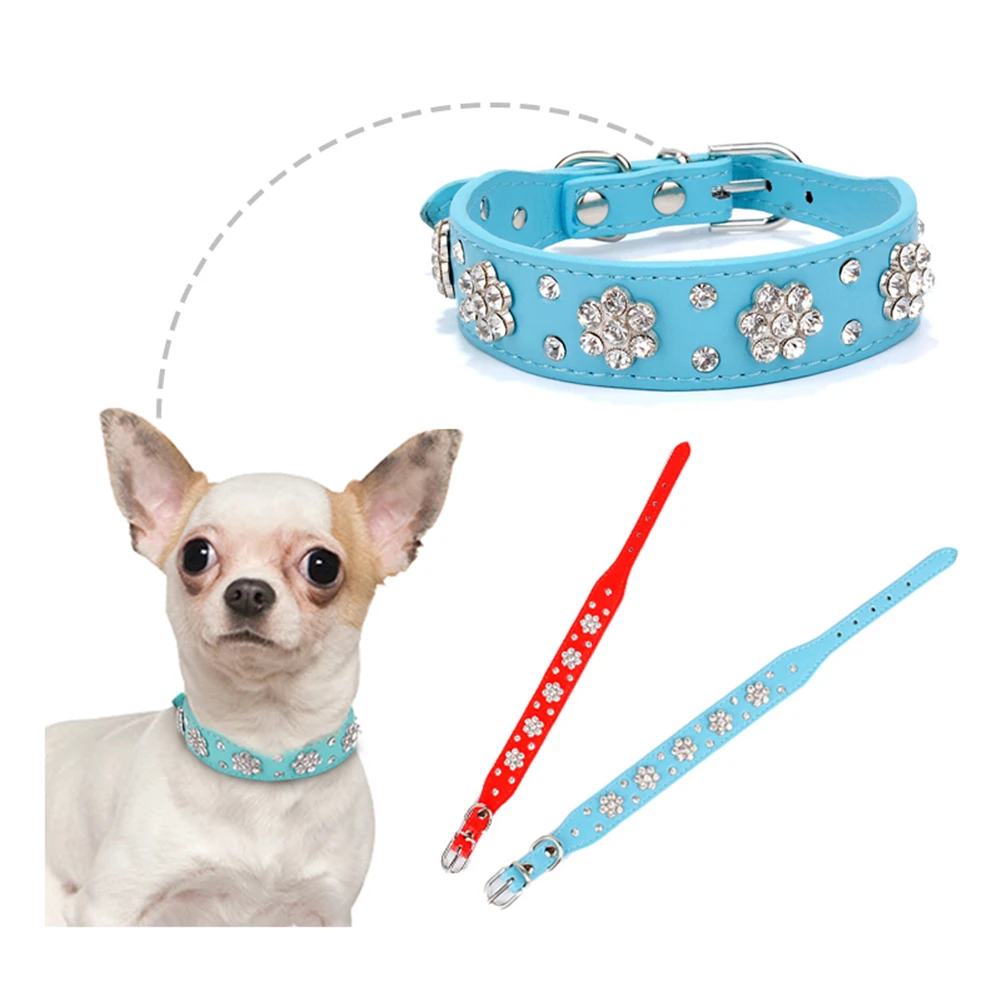 Блестящие стразы ошейники для щенков с бриллиантами индивидуальный кожаный