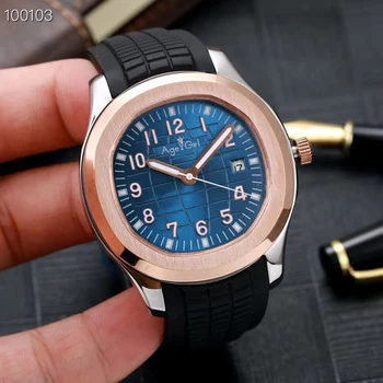 

Classic New Men Automatic Mechanical Watch Silver Rose Gold Black Blue Coffee Rubber Sapphire Glass Back Limited Sport AAA+
