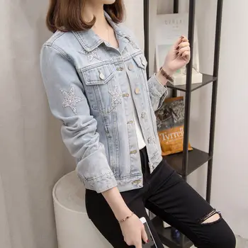 

Denim Jacket 2020 Spring New Large Size Women's Jeans Clothes Cowboy Jacket Female Single Breasted Slim Mujer Chaqueta 4XL r299