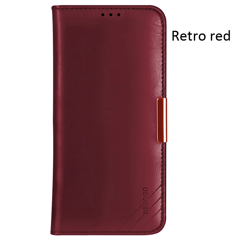 DZGOGO настоящая натуральная коровья кожа чехол для iPhone 11 Pro Max Кошелёк на магните Чехол-книжка - Цвет: Retro red