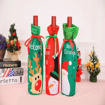 

Santa Claus Gift Bags Christmas Wine Bottle Cover Xmas Dinner Party Table Decorations Christmas Santa Claus, Elk, Snowman gift