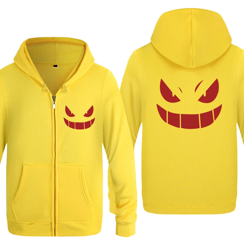Gengar тема Покемон го аниме мультфильм толстовки мужские мужские флисовые кардиганы на молнии толстовки с капюшоном - Цвет: HUAY HOT