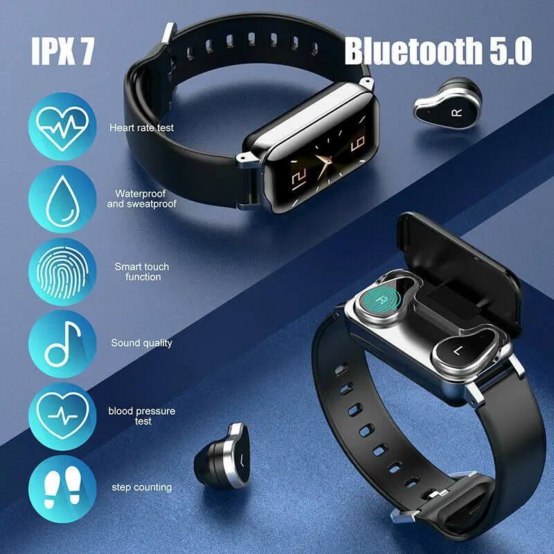 Умный Браслет 2 в 1 Беспроводная Bluetooth-гарнитура комбинированные наушники