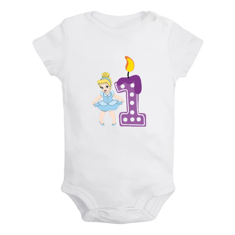 Милая Одежда для новорожденных девочек и мальчиков с надписью «I'm 1 Year Little Tiana» на первый день рождения комбинезон с короткими рукавами