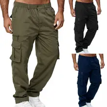 Outdoor Cargo Pants Men Elastic Waist Autumn Pants Breathable Autumn Pants Solid Color  for Work calça masculina штаны мужские