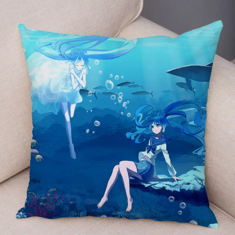 Милая Музыка Девушка VOCALOIDCushion чехол для дивана домашние подушки в автомобиль Чехлы 45x45 см Декор Hatsune Подушка «Мику Хацунэ» наволочка с мультяшным принтом - Цвет: 14