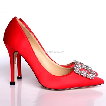 

2020 New Rhinestone High Heels Silk Upper 6cm or 8cm or 10cm Stiletto Heels Shoes Women Wedding Party Shoes