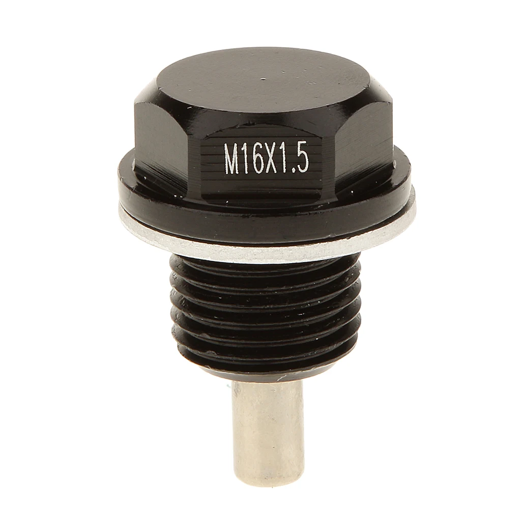 M16X1.5mm Anodized Metal Engine Magnetic Oil Pan Drain  Plug Black