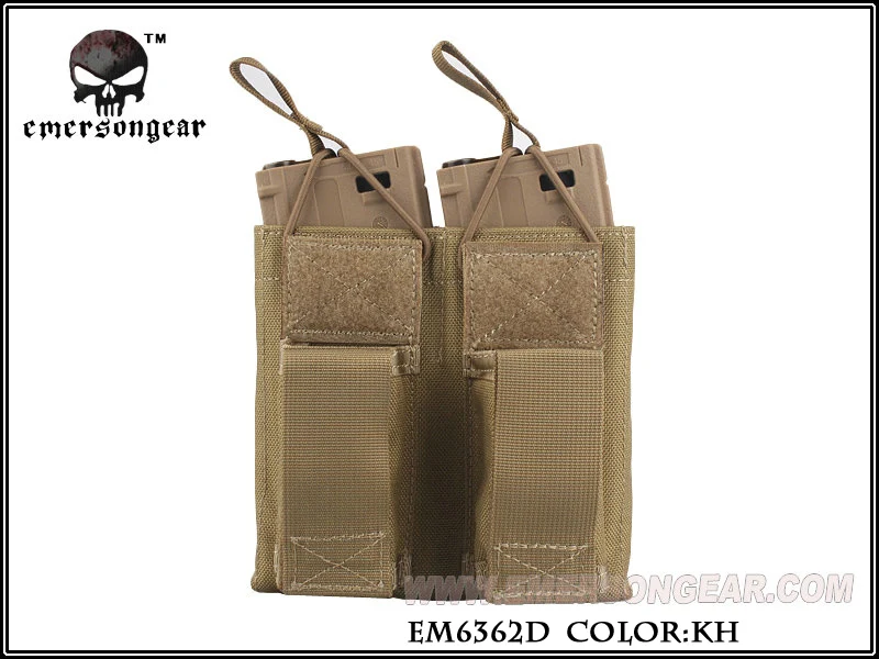 Emersongear Emerson Тактический Двойной Открытый Топ 556 и пистолет модульный чехол для журналов PALS Mag Чехол кобура военный страйкбол - Цвет: KH