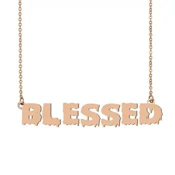 

Blessed Name Necklace , Cool Bloody Art Name Necklace for Halloween and Santa's Day Jewelry Gift for Kids Boys Girls