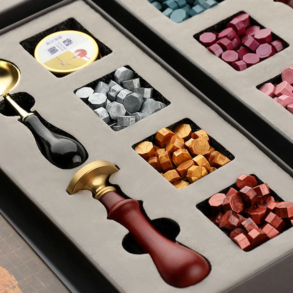 Retro Sealing Wax Beads Gift Box Kit With Wax Spoon DIY Scrapbooking Tools Seal Wax Lacquer