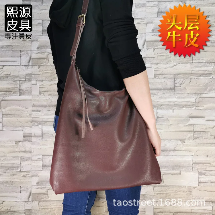 

2019 Autumn And Winter New Style WOMEN'S Leather Bags Full-grain Leather Fashion Large Capacity Tote Bag Shoulder Bag Guangzhou