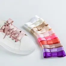 1Pair Satin Silk Ribbon Shoelaces Sneaker shoe laces Canvas shoe laces 2cm Width 80cm/100cm/120cm Length Shoelace