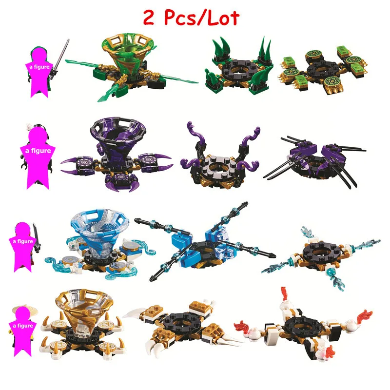 

2pcs Ninjagoed Spinjitzu Nya Wu Lloyd vs Garmadon Building Blocks Kit Bricks Classic Movie Ninja Model Kids Toys For Children