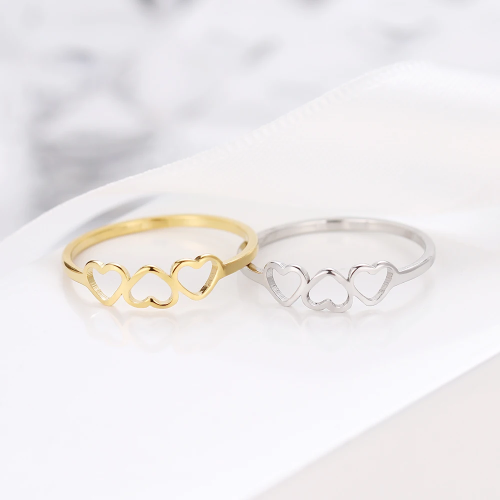 Love Fashion Three Hearts Rings - Image 5