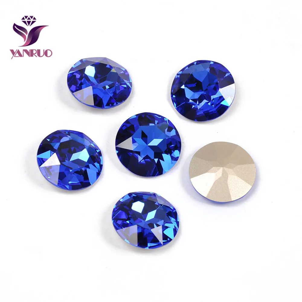 YANRUO 1201 круглые 27 мм большие стеклянные бусины алмазное ремесло и Diy Швейные украшения блестящие принадлежности - Цвет: Sapphire