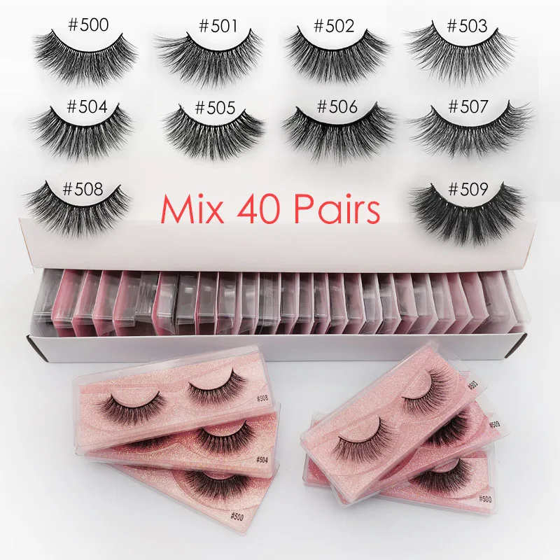 YSDO 20 Вт, 30 Вт/40/50/100 шт 3d норковые накладные ресницы для макияжа для оптовой торговли ресницы серо-коричневого цвета пушистые тонкие Накладные ресницы ресниц наращивание ресниц оптом - Цвет: Mix 40 pairs