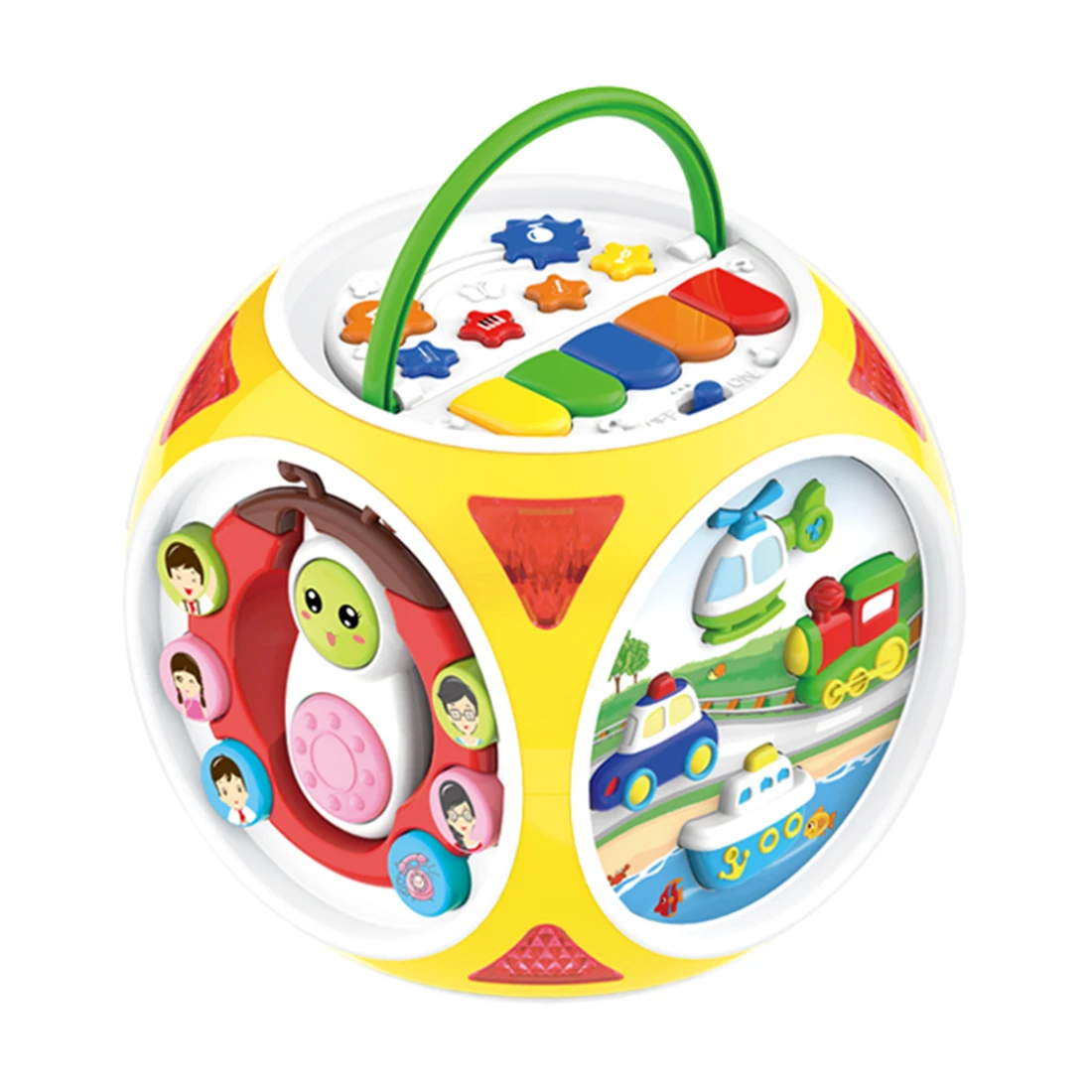Wisdom Kingdom Toy Детский многофункциональный игровой стол Шестигранная развивающая обучающая игрушка для детей Детские музыкальные игрушки-красный желтый - Цвет: Цвет: желтый