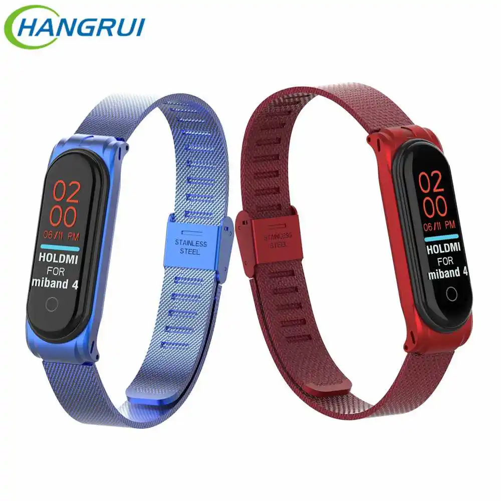 Hangrui mi Band 4 сменный металлический ремешок на запястье для Xiaomi mi Band 4 3 Xio mi браслет из нержавеющей стали 4 mi 3 браслет